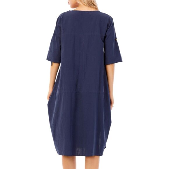 LaovanIn Women's Plus 3XL Tunic Dress Summer Cotton Linen T Shirt Knee-Length - Picture 2 of 16